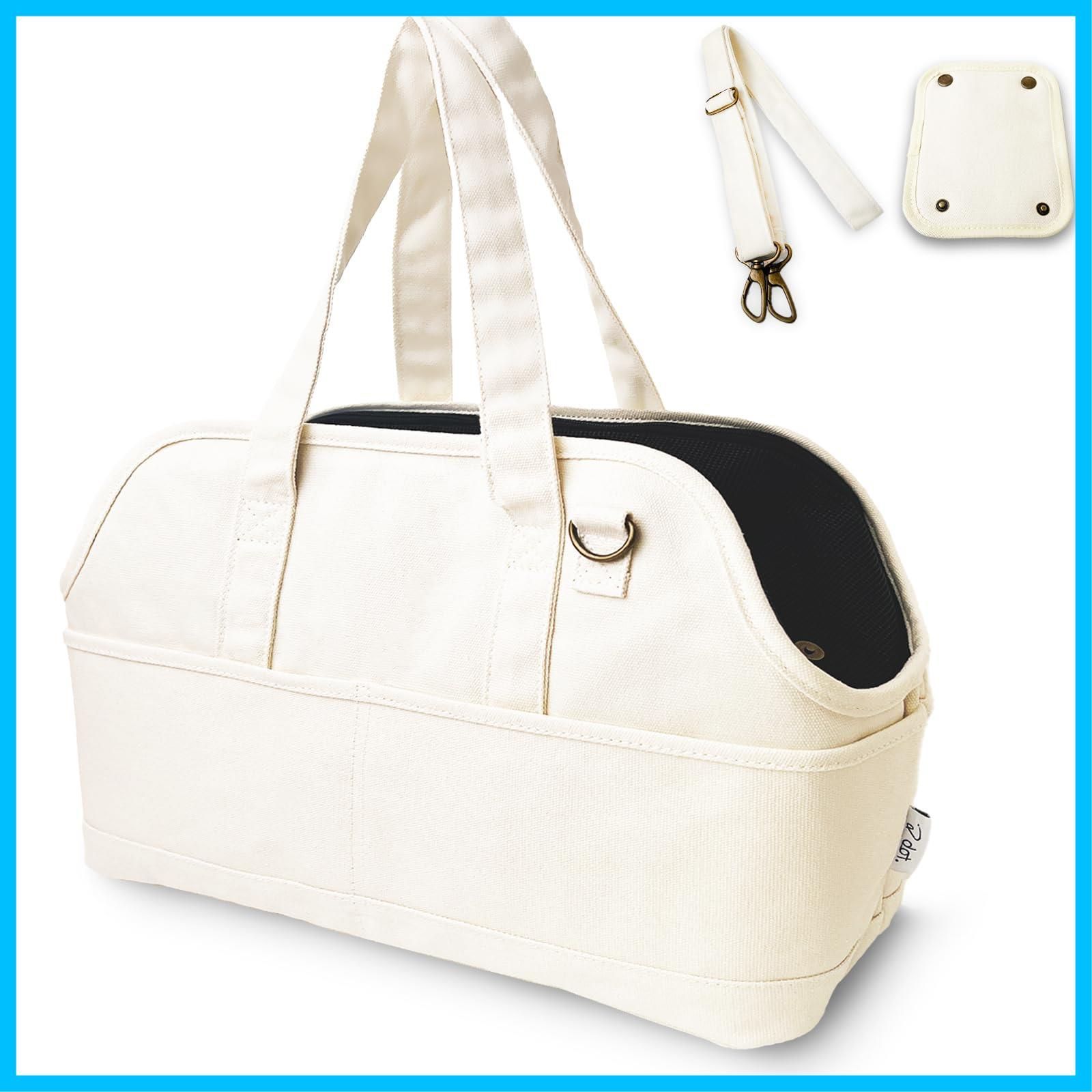 人気商品 商品 バッグ 肩掛け キャリーケース キャンバス 高耐久 顔出し リップストップ ショルダー 犬用 生成り 猫用 帆布 小動物 小型犬 パピー トートバッグ 生成り ペットキャリー M 40L 猫 x 犬 20W キャリーバッグ