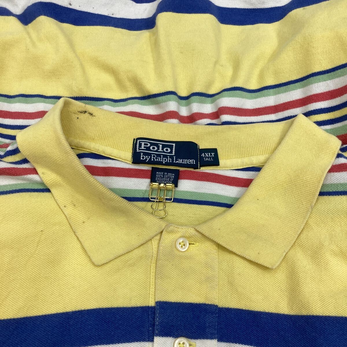 POLO RALPH LAUREN 半袖 ポロシャツ 4XLT イエロー×ボーダー