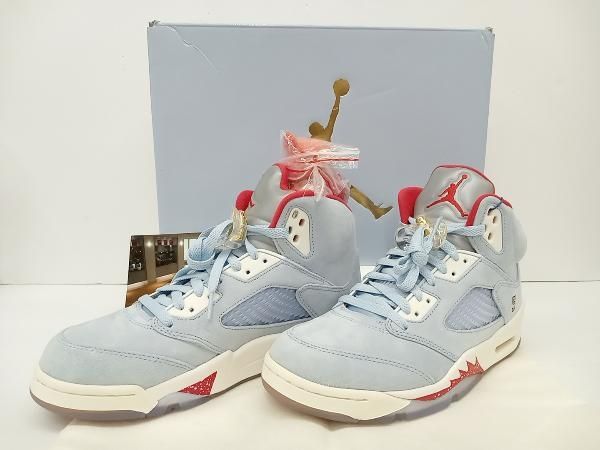 美品 NIKE×TROPHY ROOM ナイキ×トロフィールーム AIR JORDAN5 JSP PACK エアジョーダン5JSPパック CI1899-400 26.5 アイスブルー 通年