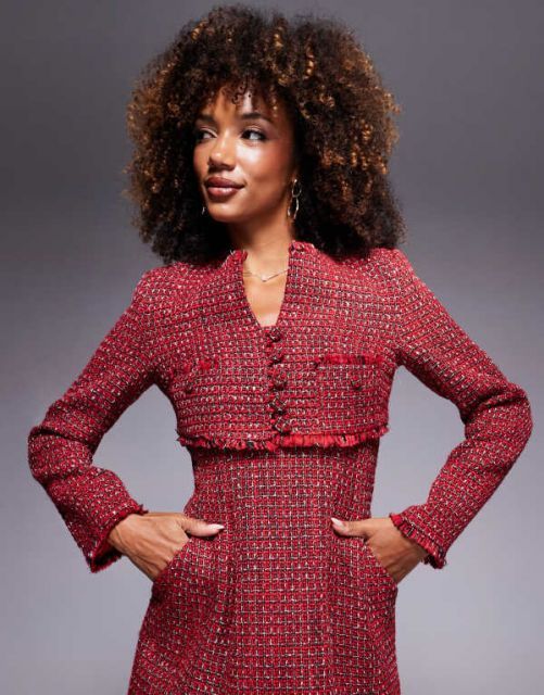 【送料無料】 バードット レディース ジャケット・ブルゾン アウター Bardot bouncle tweed cropped jacket in red - part of a set Red