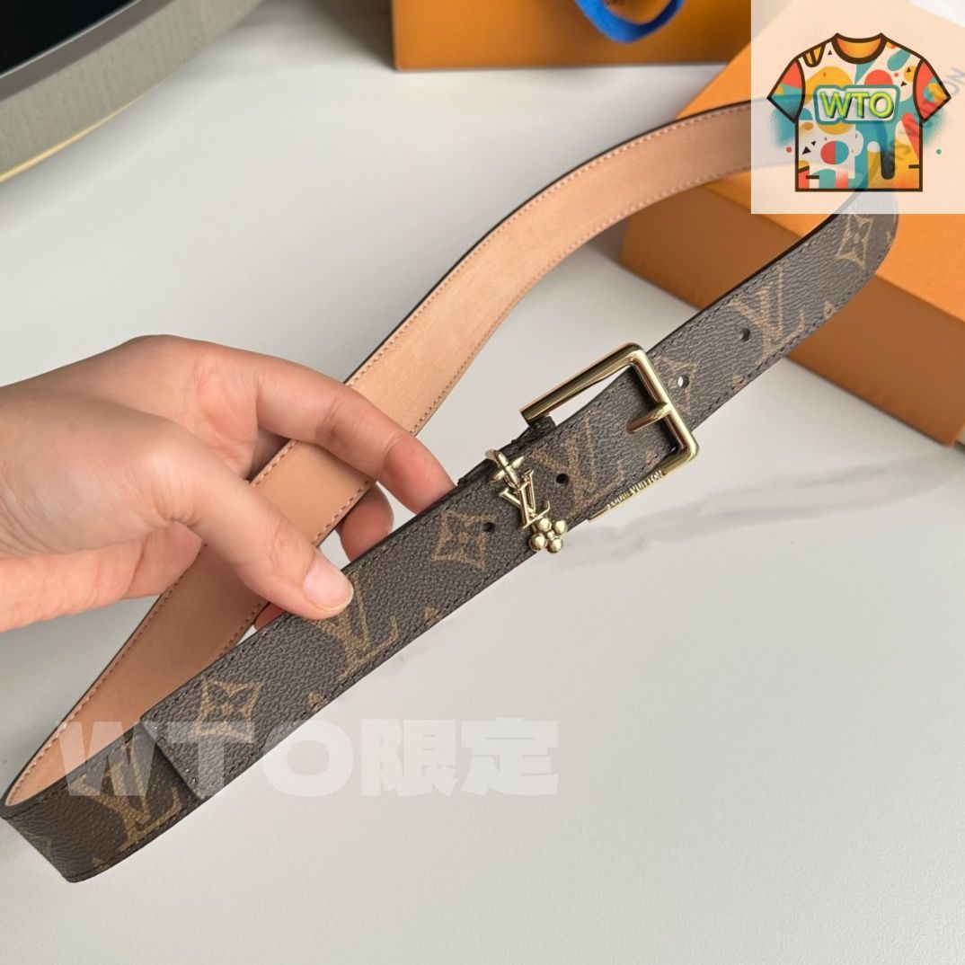 ルイヴィトン　レディースベルト ベルト・LV イニシャル 30MM リバーシブル モノグラム｜ルイ
