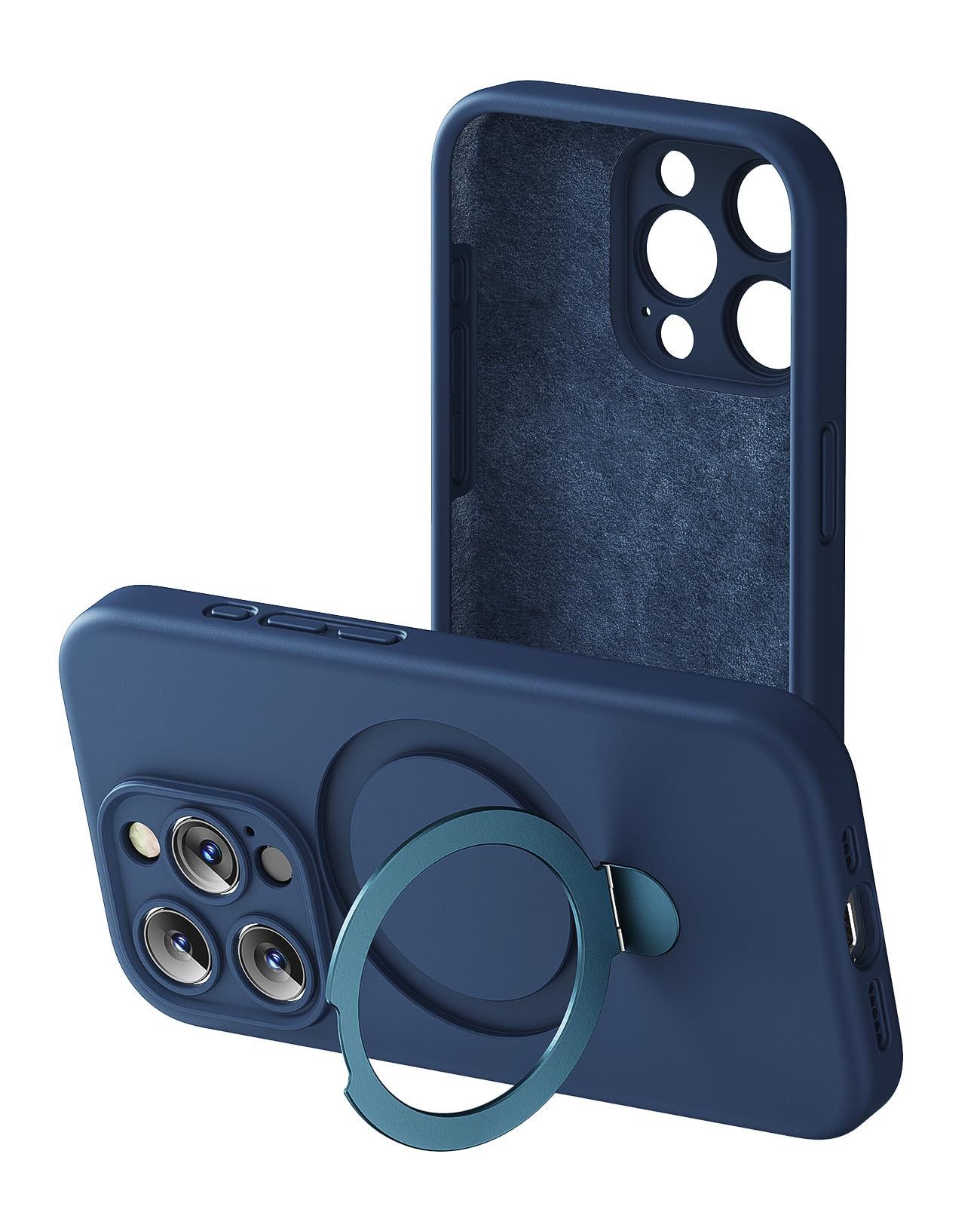 【人気商品】[内蔵キックスタンド] Pro用、[MagSafe対応] 15 保護カバー iPhone 磁気スタンド付き 6.1インチ、(ブルー) 液体シリコンケース bitusado