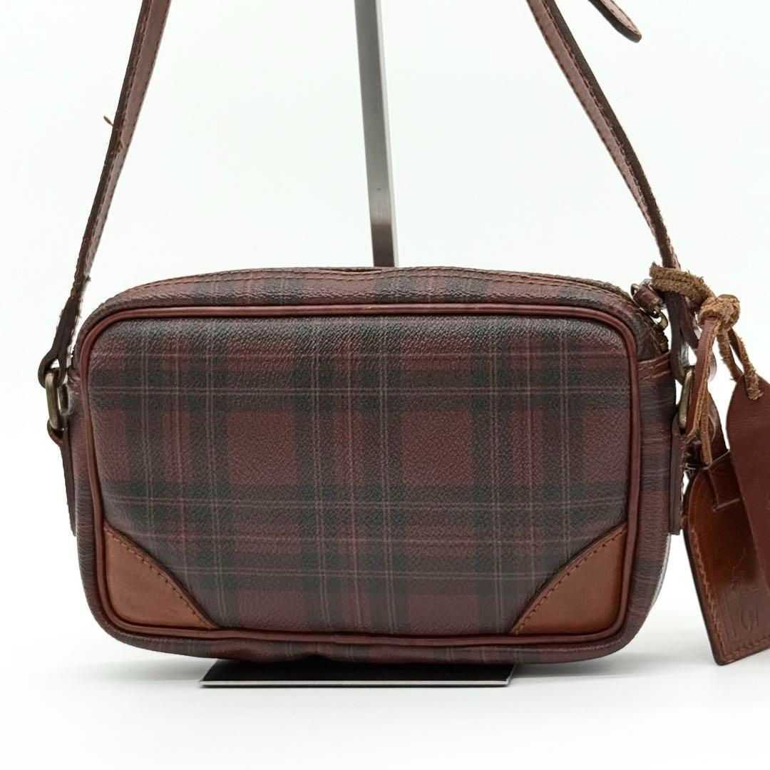 【美品】RalphLauren タータンチェック ポシェット ショルダーバッグ 美品】RalphLauren タータンチェック ポシェット ショルダー
