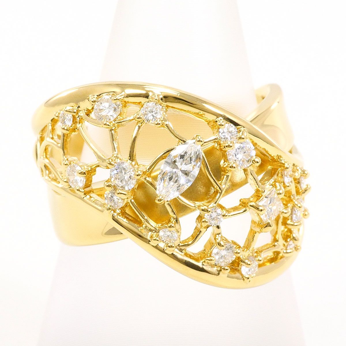 リング 指輪 K18YG 13号 ダイヤ 0.57ct 鑑別書 総重量約10.2g