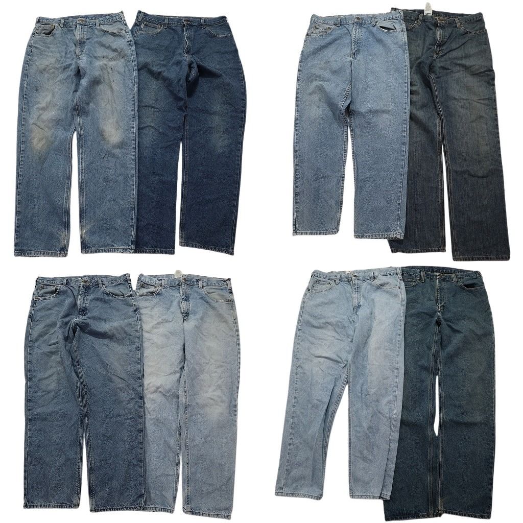 古着卸 カーハート Carhartt パンツ 8枚セット メンズ 38 ライトブルー インディゴブルー 革パッチ 古着 MZ8625