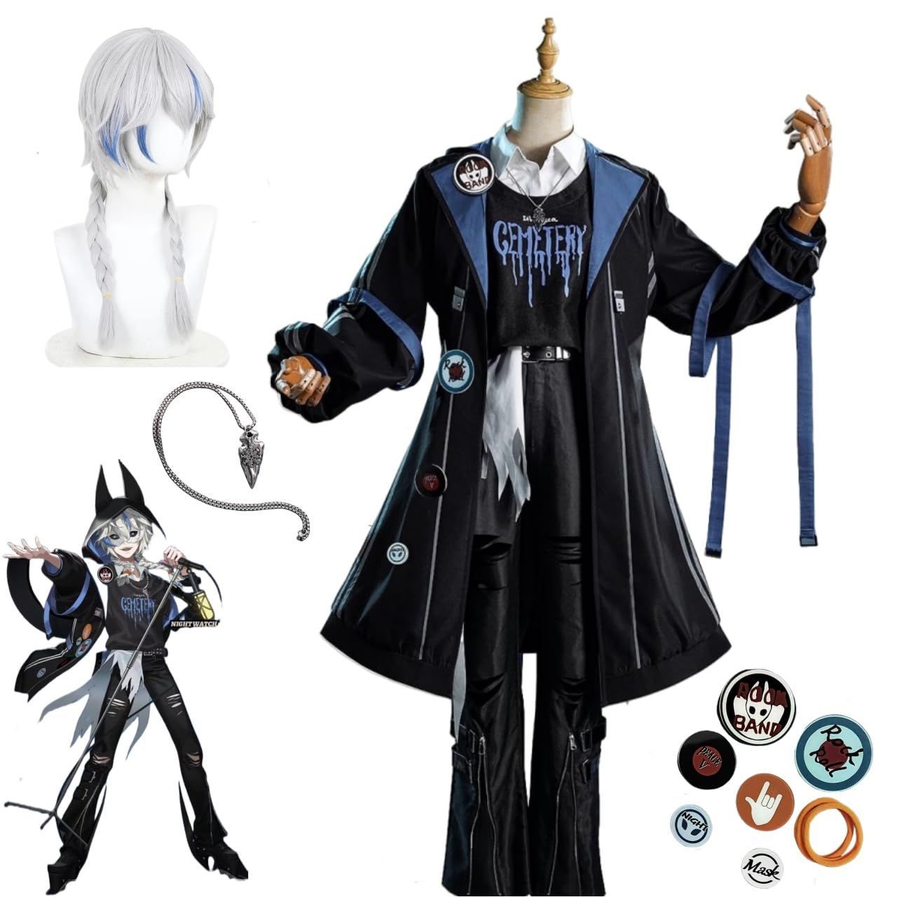 衣装セット ウィッグ Orehid 第五人格 夜の番人 イタカ 夏コミ コスプレ衣装 コミケ C104 コンサート 全セット ネックレス ヘアロープ バッ ハロウィン