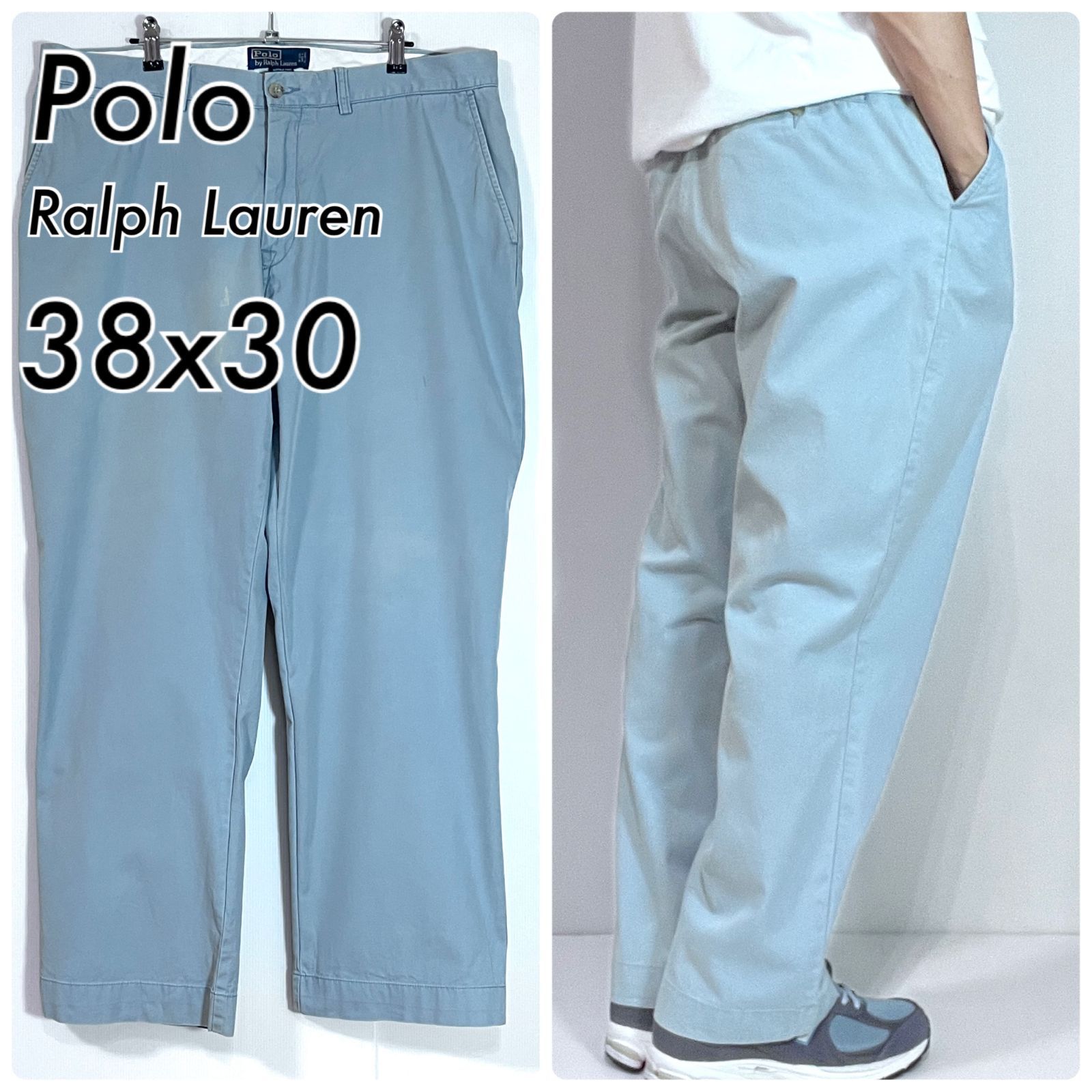 90s ラルフローレン ノータックチノ ポロチノ ネイビー紺 W34 L30