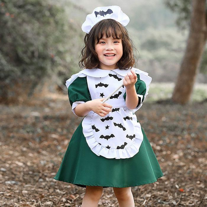 ハロウィン コスプレ 子供 仮装 衣装 キッズ ハロウィン 衣装 ウェイトレス ハロウィン 仮装 子供 半袖 ワンピース カチューシャ セット ハロウィン 衣装 女の子