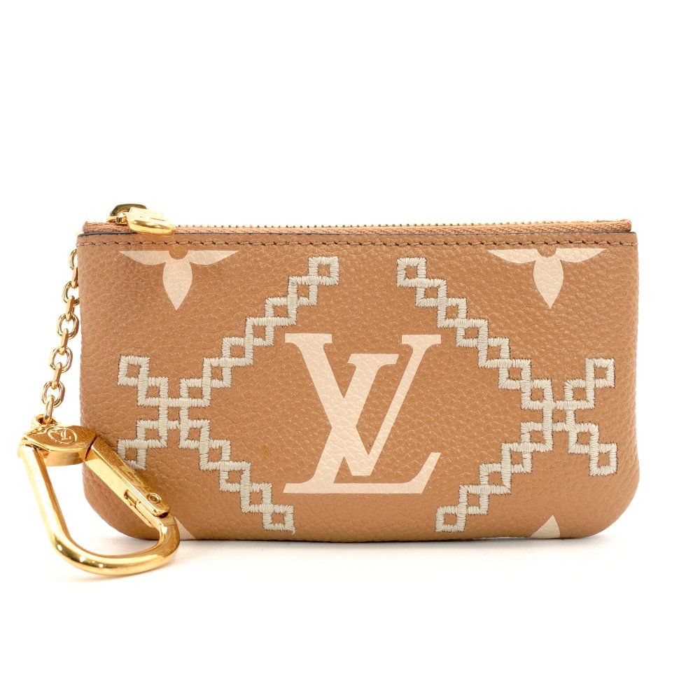 ルイヴィトン LOUIS VUITTON モノグラム アンプラント ポシェットクレ ベージュ レザー M81165 コインケース 7-10-570
