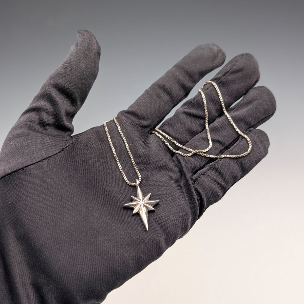 純銀製スター型ペンダント 純銀ネックレス付き
