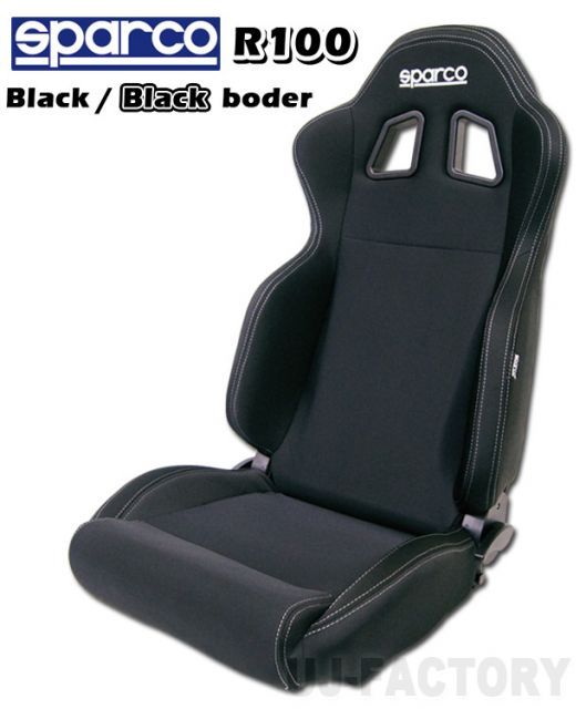 【特別なお客様専用】sparco（スパルコ） セミバケットシート R100J ブラック×ブラックボーダー リクライニングバケットシート　009014NRNR 【代引不可】