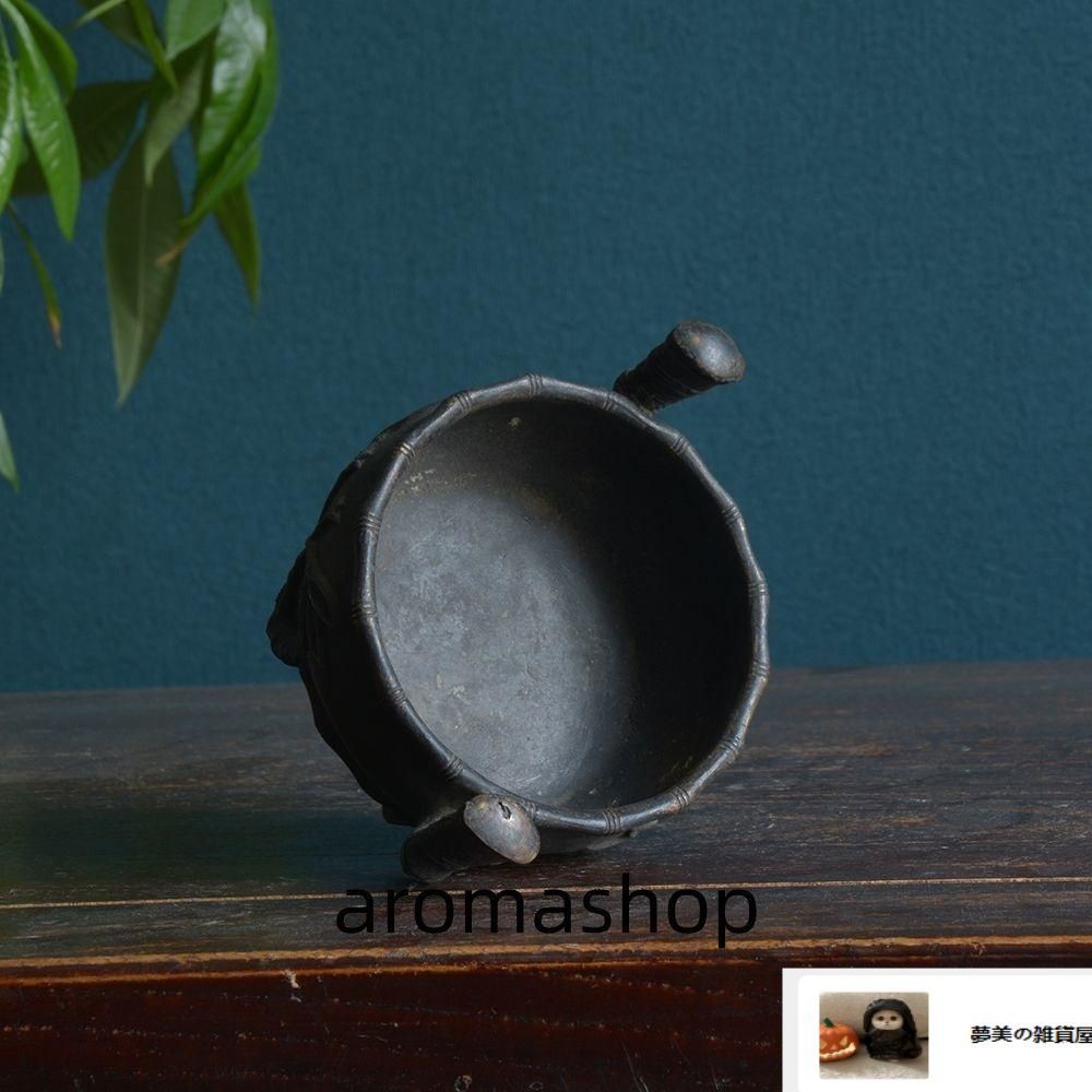 銅炉 香炉【福地洞天】 三足竹節紋香炉 宣徳炉 茶道香道具 工芸