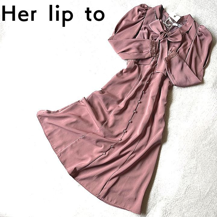Her lip to ハーリップトゥ ボウタイ ワンピース　Mademoiselle Bow-Tie Lace Dress　ロングワンピース