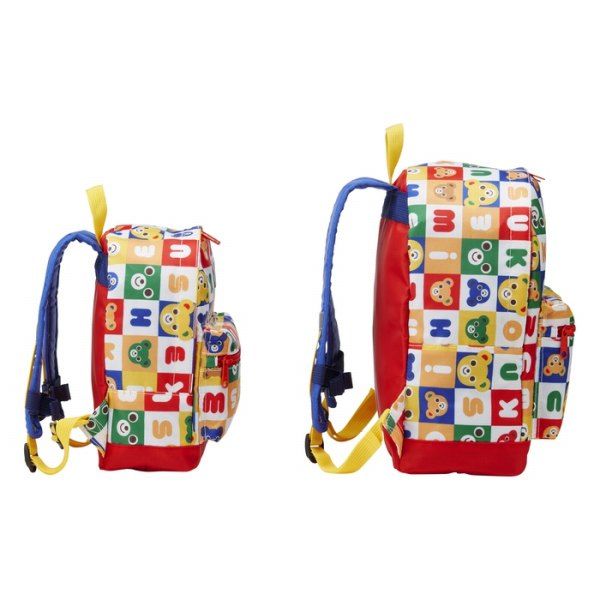 新品ミキハウスmikihouseパズルブロックリュック　総柄　ロゴチェストベルト ミキハウス mikihouse パズルブロック リュック 総柄 ロゴ チェスト