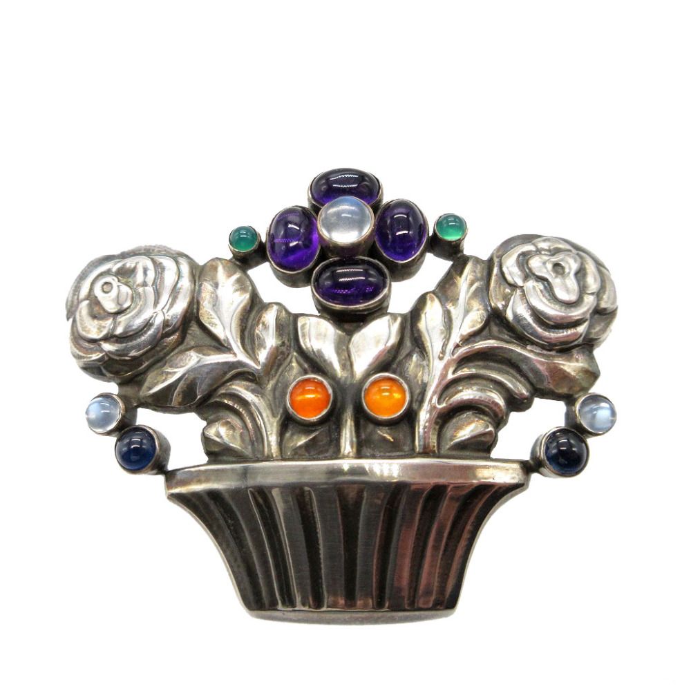 廃盤★　ジョージジェンセン　花かご　＃６７　ブローチ 希少 GEORG JENSEN 67 シルバーブローチ 花かご 925 - メルカリ