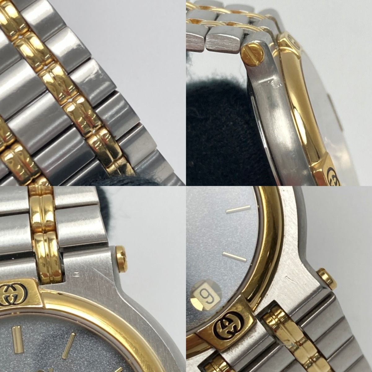 GUCCI グッチ デイト コンビ 9000M グレー文字盤 クォーツ メンズ