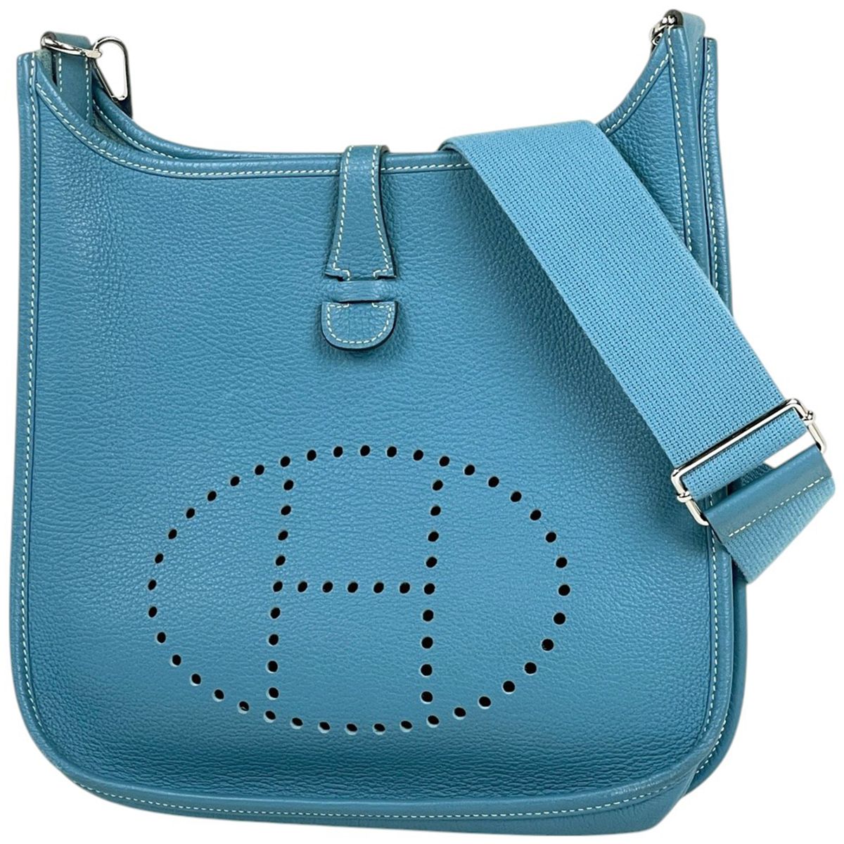 エルメス HERMES エヴリン 3 PM パンチング Hロゴ ショルダーバッグ トリヨンクレマンス ブルージーン □JO レディース
