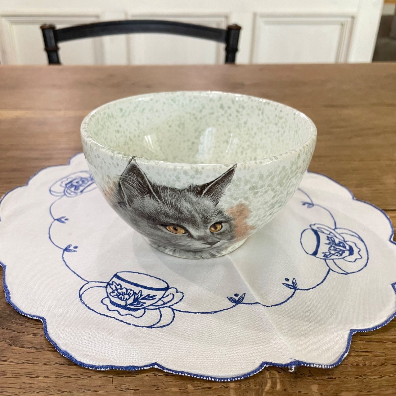 フランスアンティーク カフェオレボウル 猫モチーフ