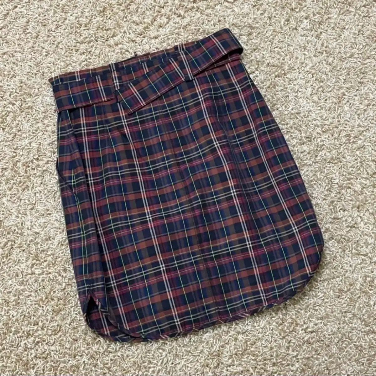 Sandro 正規品 ベルト付きチェック柄スカート 43size|S