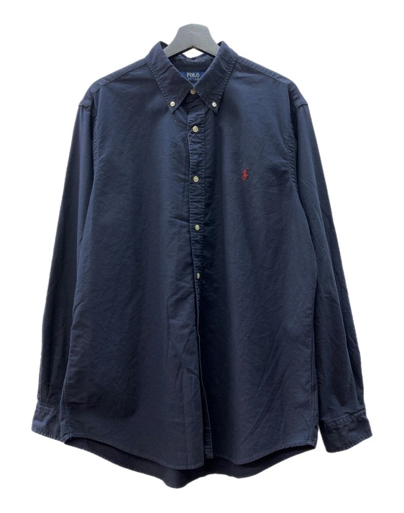 ラルフローレン RalphLauren POLO BUTTONDOWN SHIRT ボタンダウン シャツ CUSTOM FIT 刺繍 長袖 紺 長袖シャツ ワンポイント ネイビー XLサイズ 104MT-2086