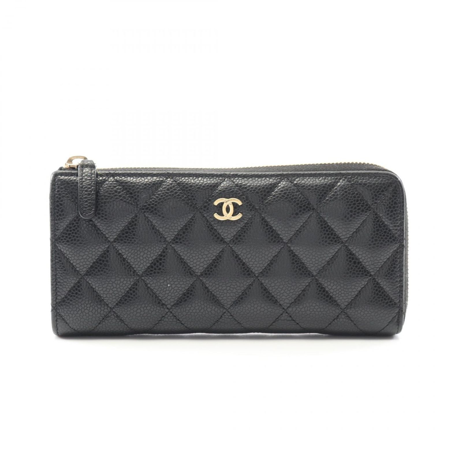 シャネル CHANEL L型ファスナー長財布 タイムレス クラシック マトラッセ A68778 ブラック キャビアスキン グレインドカーフ L型ZIP長財布 レディース Used B