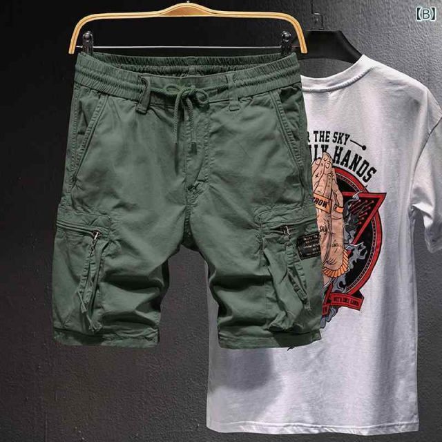 [38]メンズ 男性用 ファッション オシャレ シンプル 大人 かっこいい ストリート ヒップホップ HipHop コットン ライト グリーン カジュアル 夏 薄手 緩い 大きいサイズ ストレート レトロ ハー