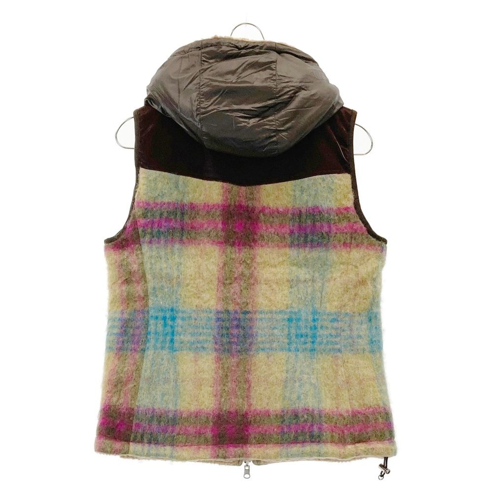 サイズ 40 MARK-LONA マークアンドロナ リバーシブル ボア ジップベスト チェック柄 ブラウン系 240101389638 ゴルフウェア レディース ストスト