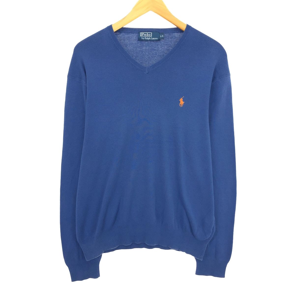 古着 ラルフローレン Ralph Lauren POLO by Ralph Lauren Vネック ピマコットンニットセーター メンズL/eaa399699