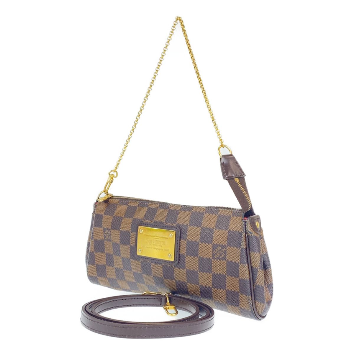 LOUIS VUITTON ルイヴィトン ショルダーバッグ N55213 エヴァ ダミエ ブラウン ゴールド金具 美品  56705