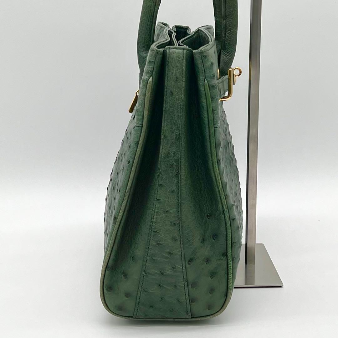 【美品】MASUMI OKADA オーストリッチ ベルトデザイン ハンドバッグ 美品】MASUMI OKADA オーストリッチ ベルトデザイン
