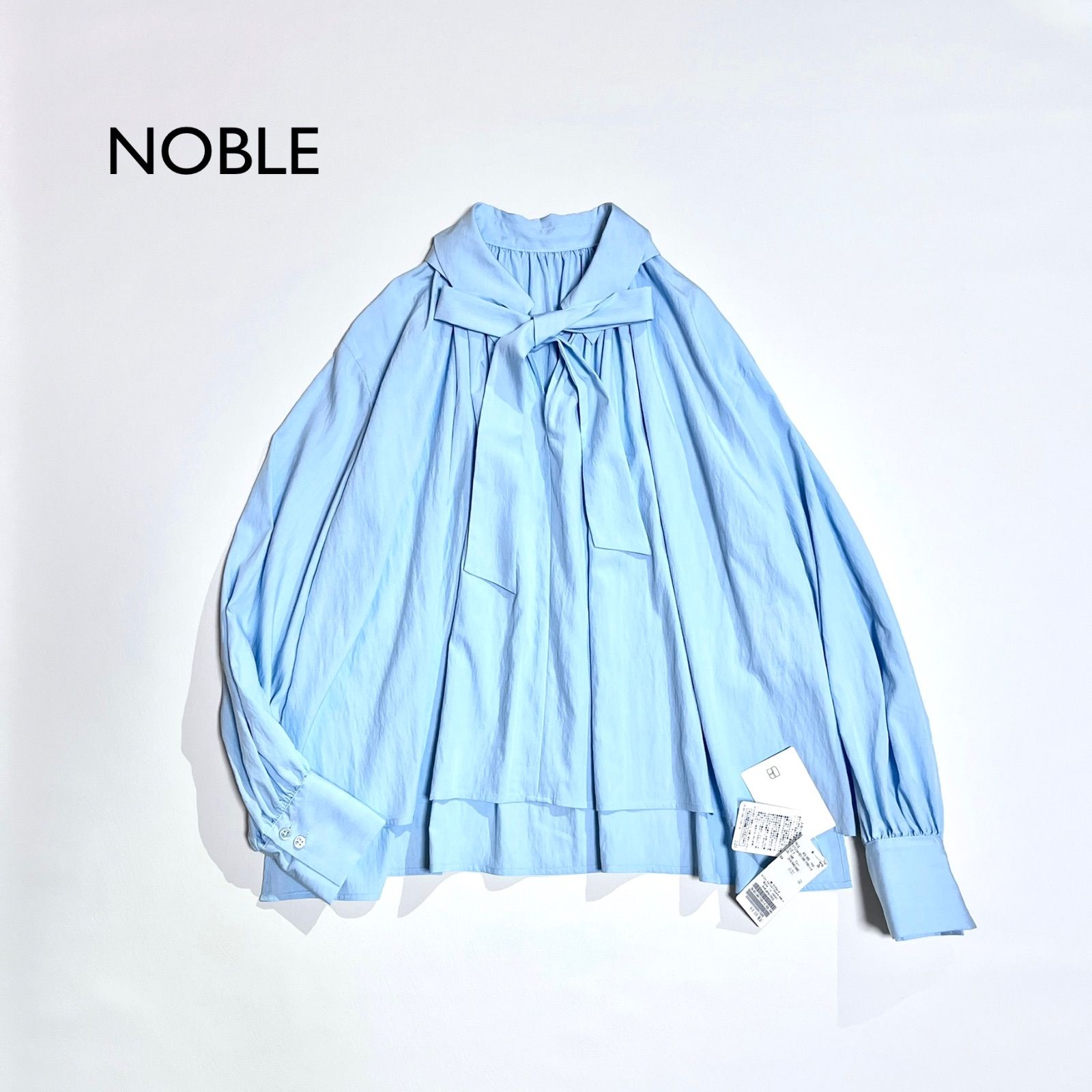 ci77 NOBLE 2025 ギャザーボウタイブラウス リボン 長袖シャツ 2wayスキッパーシャツ 定価16 500円