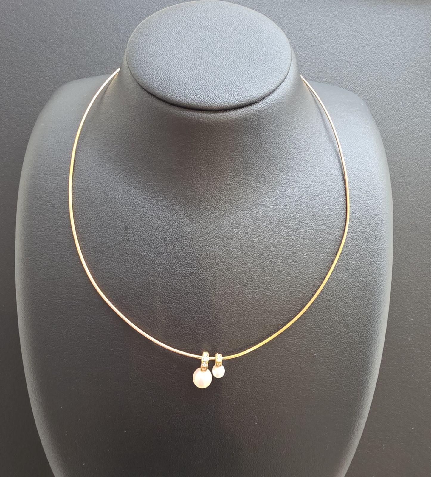 MIKIMOTO ミキモト パール チョーカー２粒 ネックレス 取り外し ワイヤー ネックレス チェーン ダイヤモンド 5.8g K18YG 18金 イエローゴールド レディース PAWNSHOPRiZ パウンショップリズ