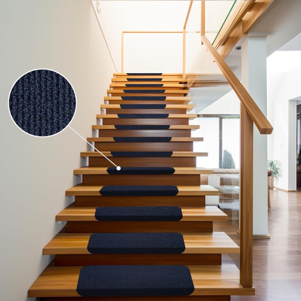 【新着商品】階段マット 階段用滑り止め 【50X22cm 15枚入り】 折り曲げ付 厚み4mm 吸着 階段カーペットカットOK 階段敷き ズレない 階段用 ステップマット 洗える 階段クッション 床保護 防音 保温 転倒防止 キズ防止 猫犬階段滑り止めマット