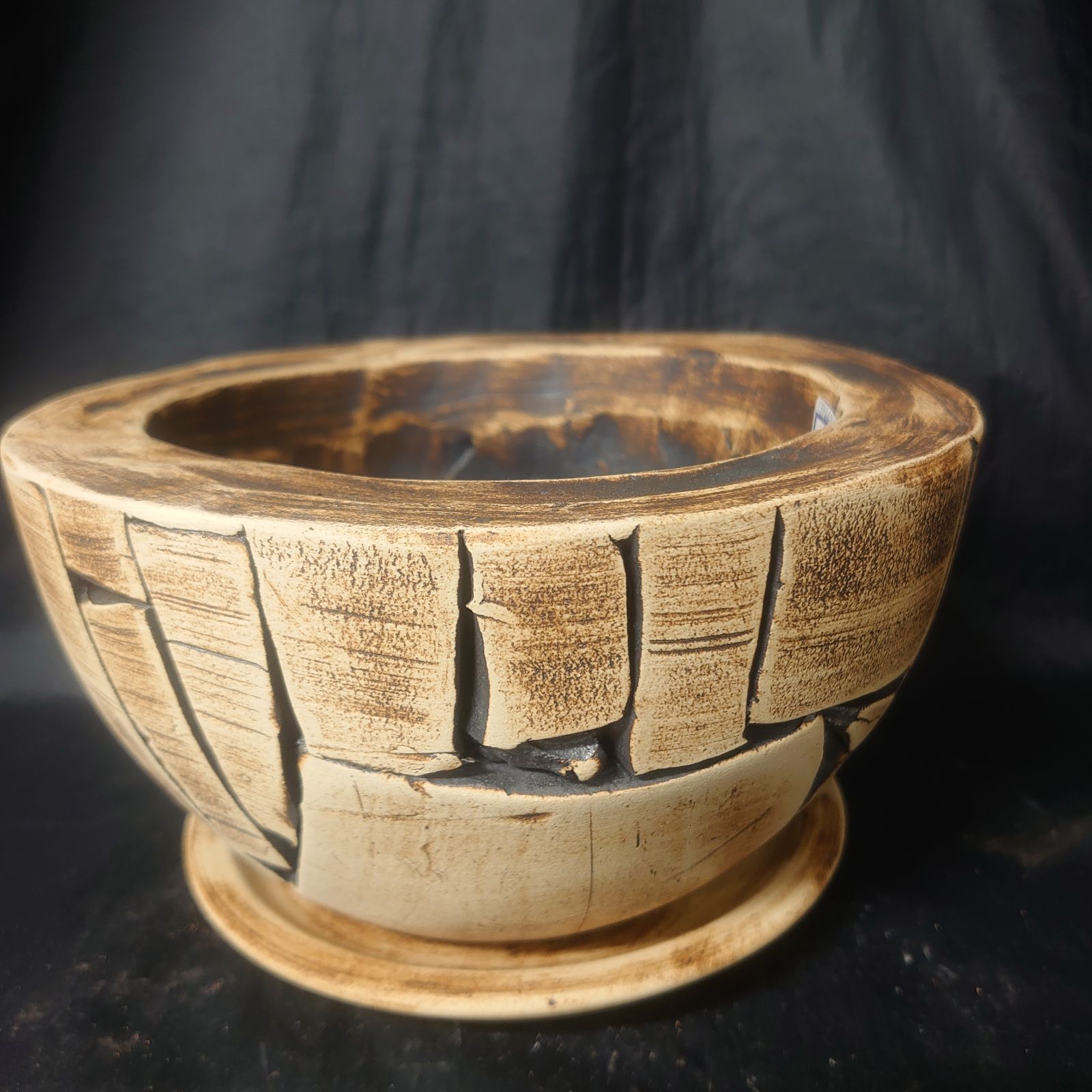 信楽焼 陶器製植木鉢 フェザントポットシェル 植木鉢受皿セット コゲ