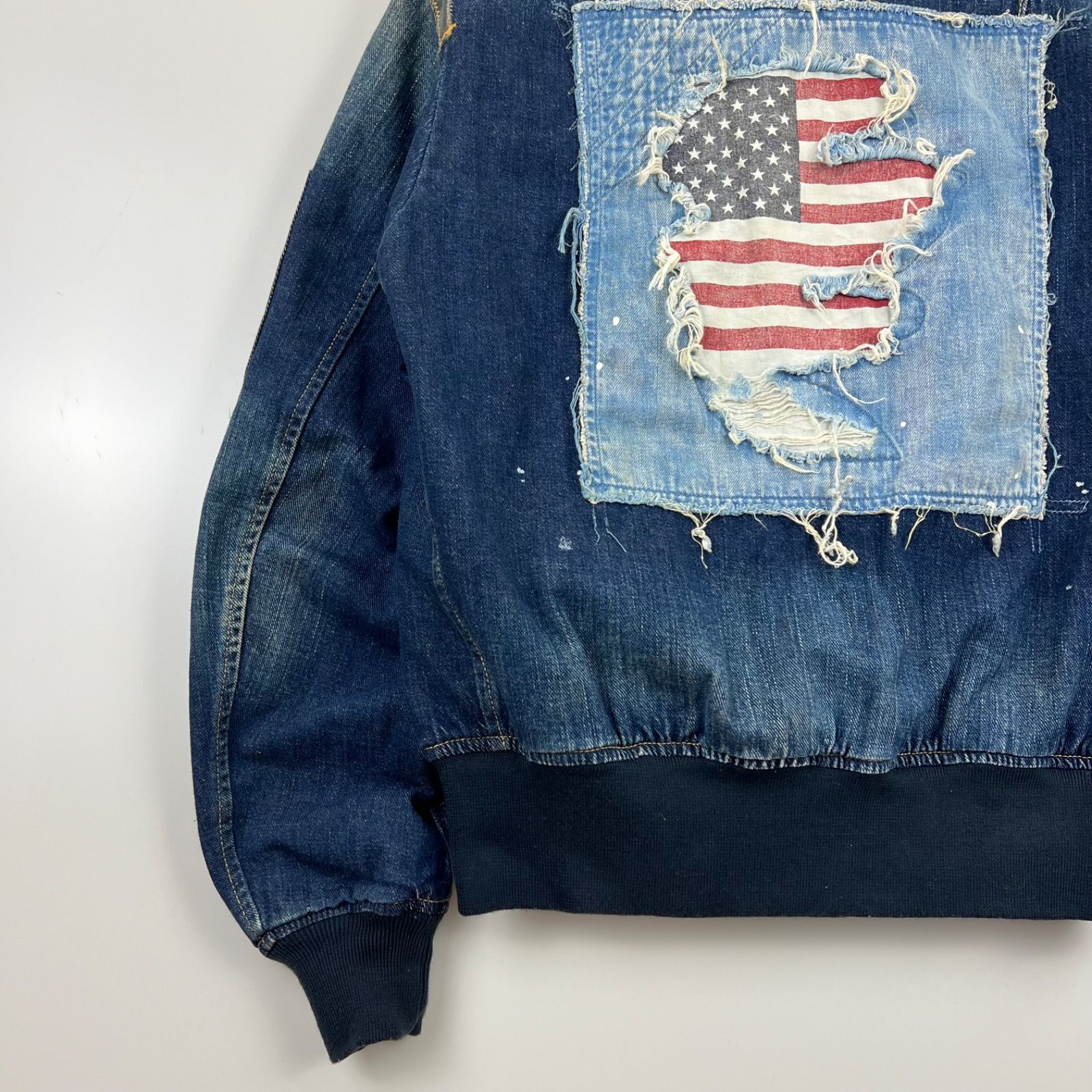 AVIREX TYPE BLUE L-2 BORO flight denim jacket L 6132107 アヴィレックス 襤褸 デニムフライトジャケット 当て布 ダメージ加工 アメカジ KANDAIZUMI_COM