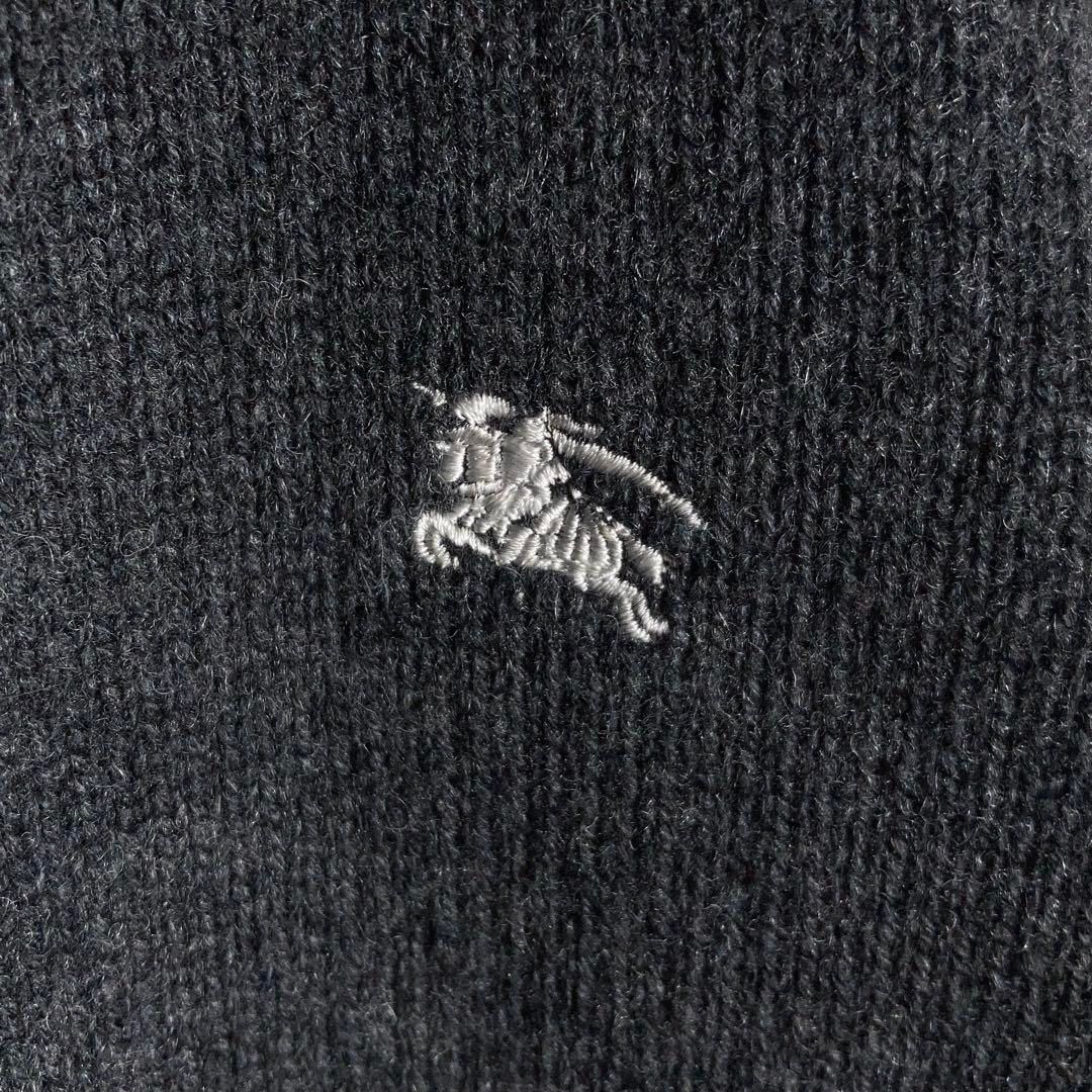 極美品BURBERRYバーバリー　ウールカシミヤセーター　Lサイズ　ハーフジップ 極美品】BURBERRY カシミヤ混ウール ジップニット 刺繍ロゴ