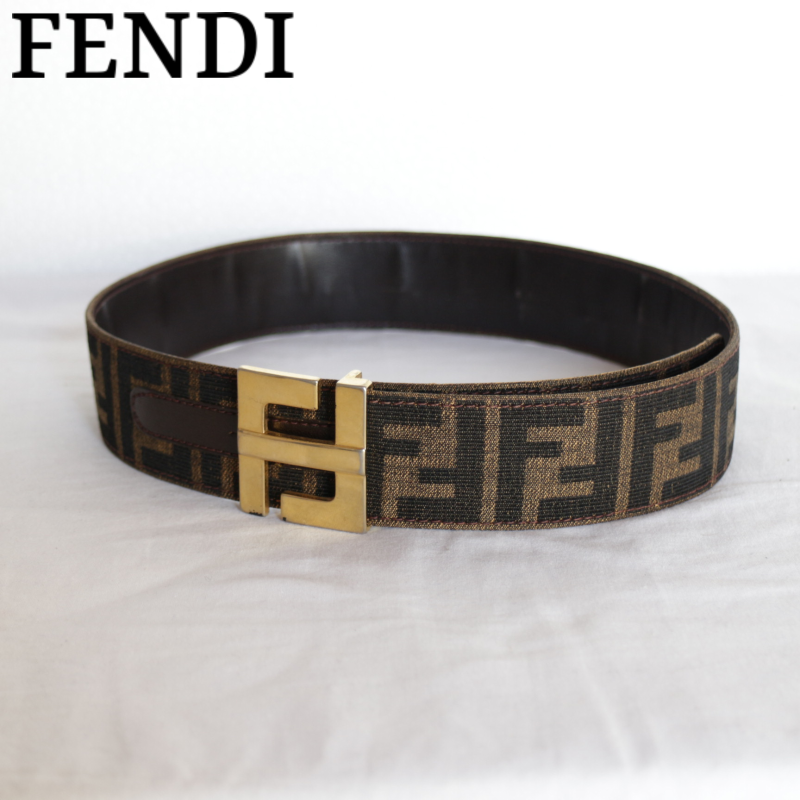 フェンディ FENDI ズッカ柄ベルト ゴールドバックル 特価 www