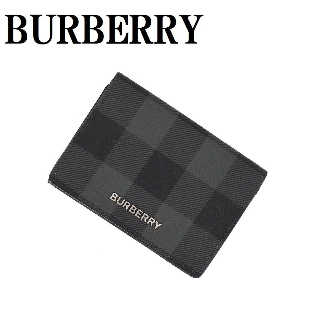 バーバリー BURBERRY 8062606 A1208 三つ折り 財布 コインケース 小銭入れ レザー メンズ レディース チャコール グレー チェック