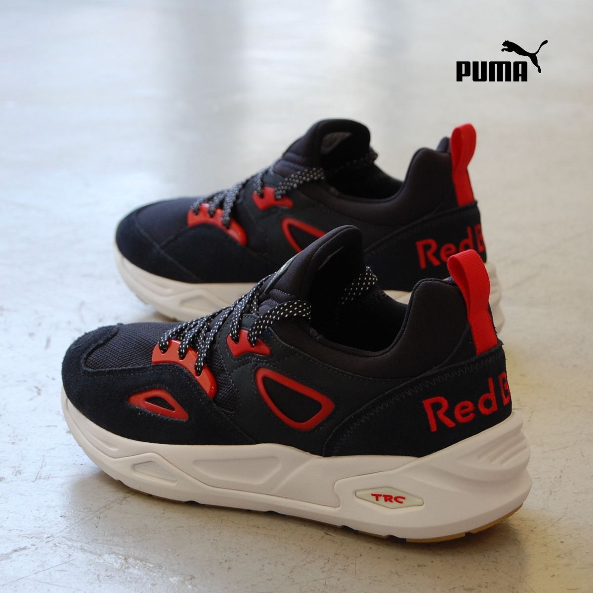 PUMA rbr trc blaze night sky/puma white プーマ レッドブルレーシング トライノミック ブレイズ ネイビー  レッド RED BULL コラボ スリッポン USA 海外 - メルカリ