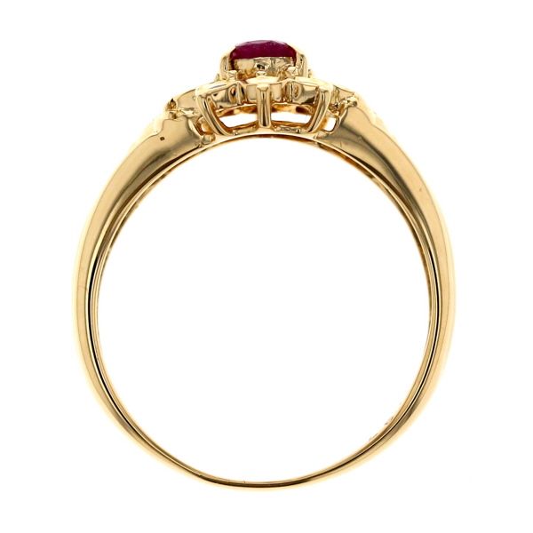 最終価格本日限界お値下げ❤️フラワーリング❤️Ｋ18YG ダイヤモンド0.37ct K18YG イエローゴールド リング ルビー 0.37ct ダイヤモンド