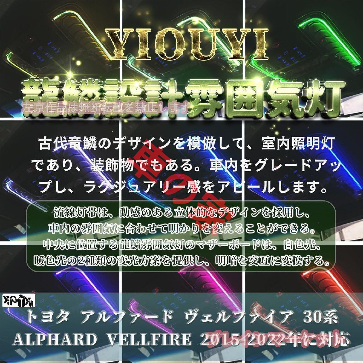 LED ルームランプ トヨタ アルファード ヴェルファイア 30系 2015- に対応 車内雰囲気灯 設計 電線を破損する必要がない 調光機能