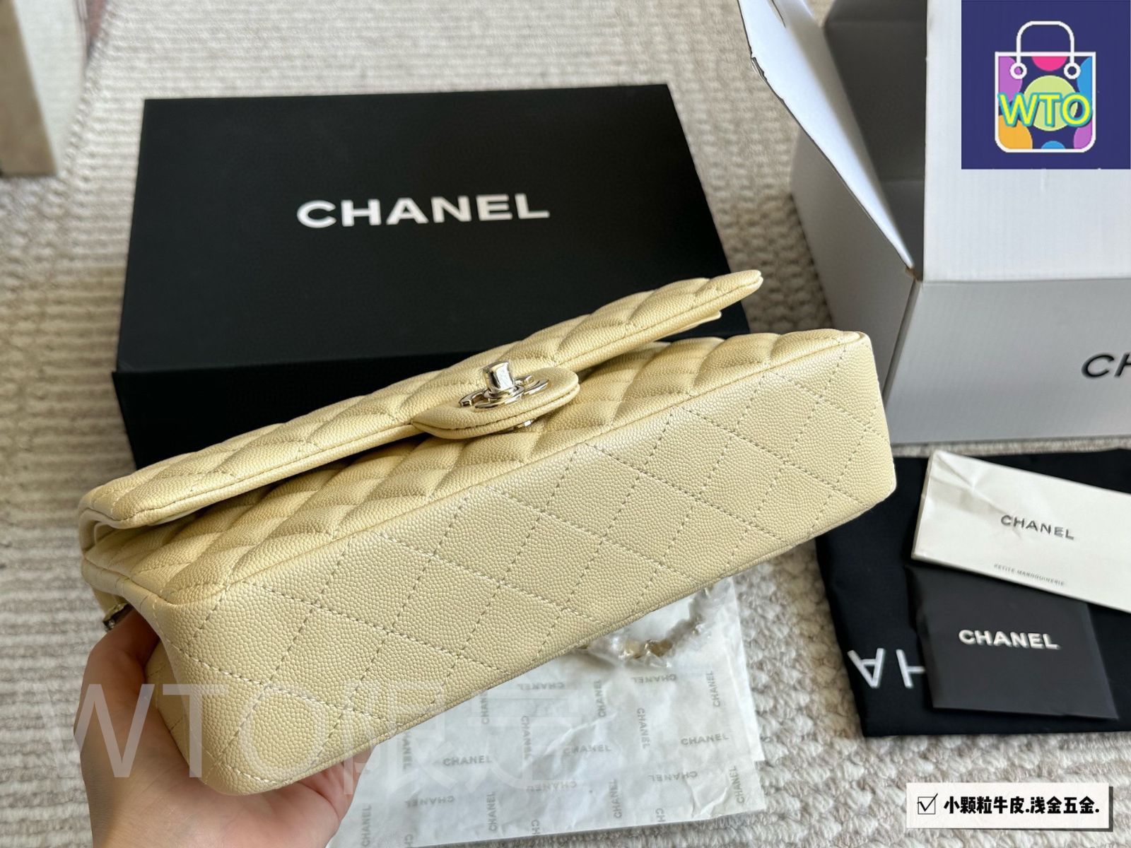 今日 Chanel シャネル クラシックフラップ スモールグレインレザー製 フルセット付き DECORATOM_COM_BR