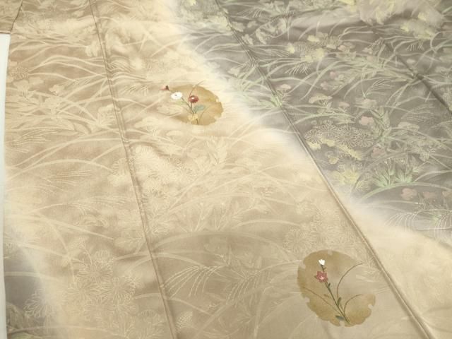 平和屋着物○訪問着 刺繍 雪輪花文 暈し染め 金彩 正絹 逸品