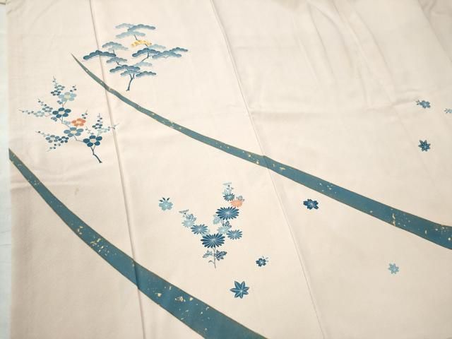 平和屋着物○人間国宝 五代 田畑喜八 訪問着 駒刺繍 枝花文 金彩