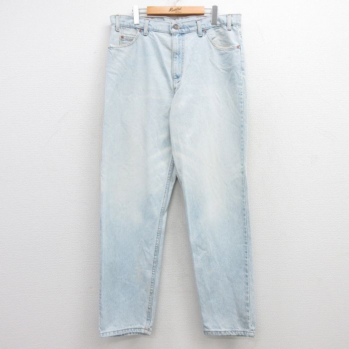 W38/古着 ジーンズ Levis リーバイス 550 メンズ 90s テーパード コットン 薄紺 ネイビー デニム 24aug09 中古 ボトムス ジーパン Gパン ロ