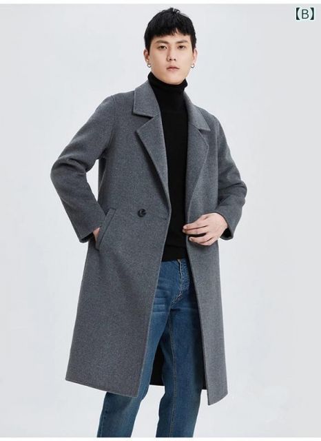 S メンズ ファッション 服 用 オシャレ シンプル 大人 かっこいい 大きいサイズ ストリート 紳士服 英国 アメリカン 両面 コート ダブルブレスト ウール ミドル丈 ウインドブレーカー KANDAIZUMI_COM