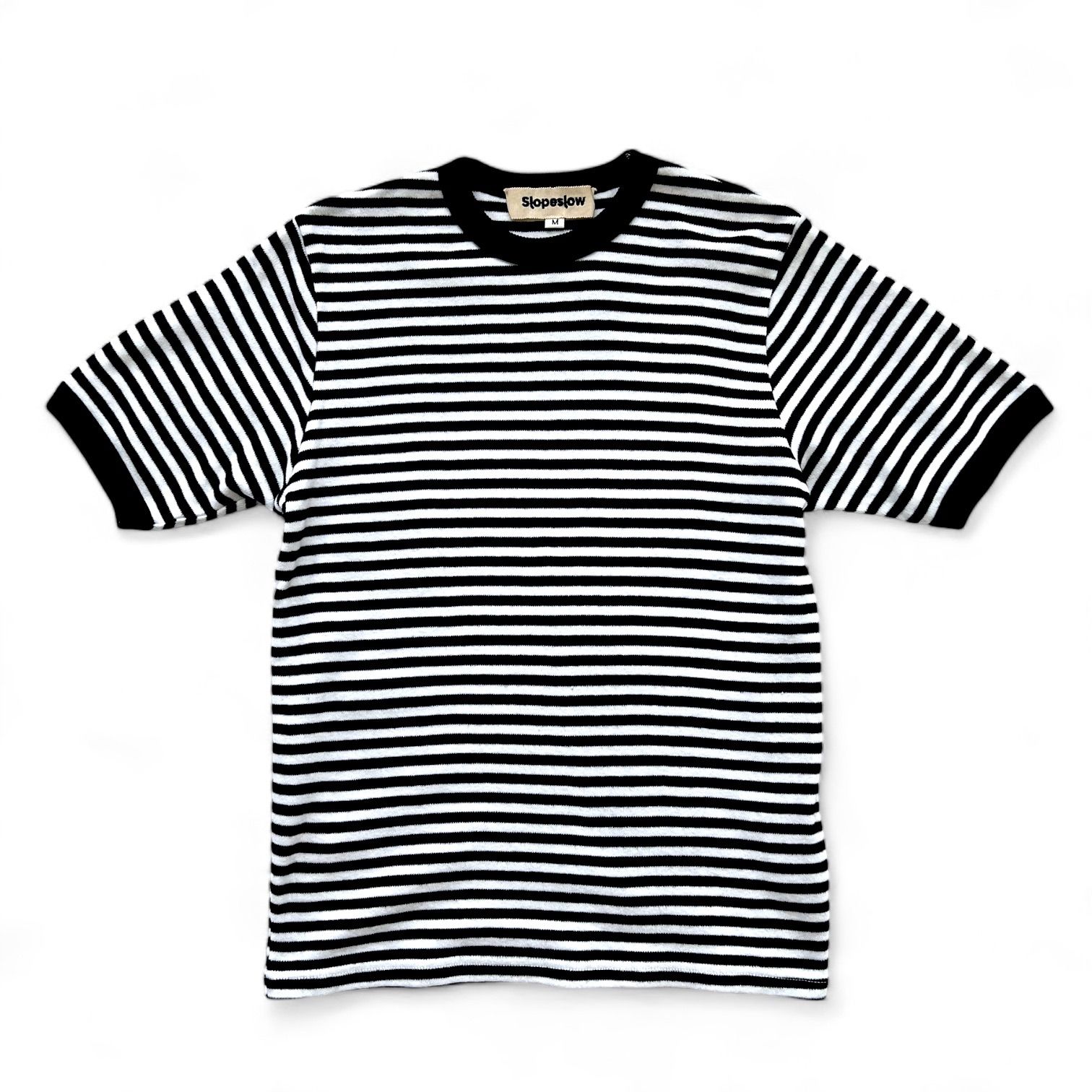 slopeslow スロープスロウ cotton interlock stripes / crew neck T コットンインターロックストライプクルーネックTシャツ