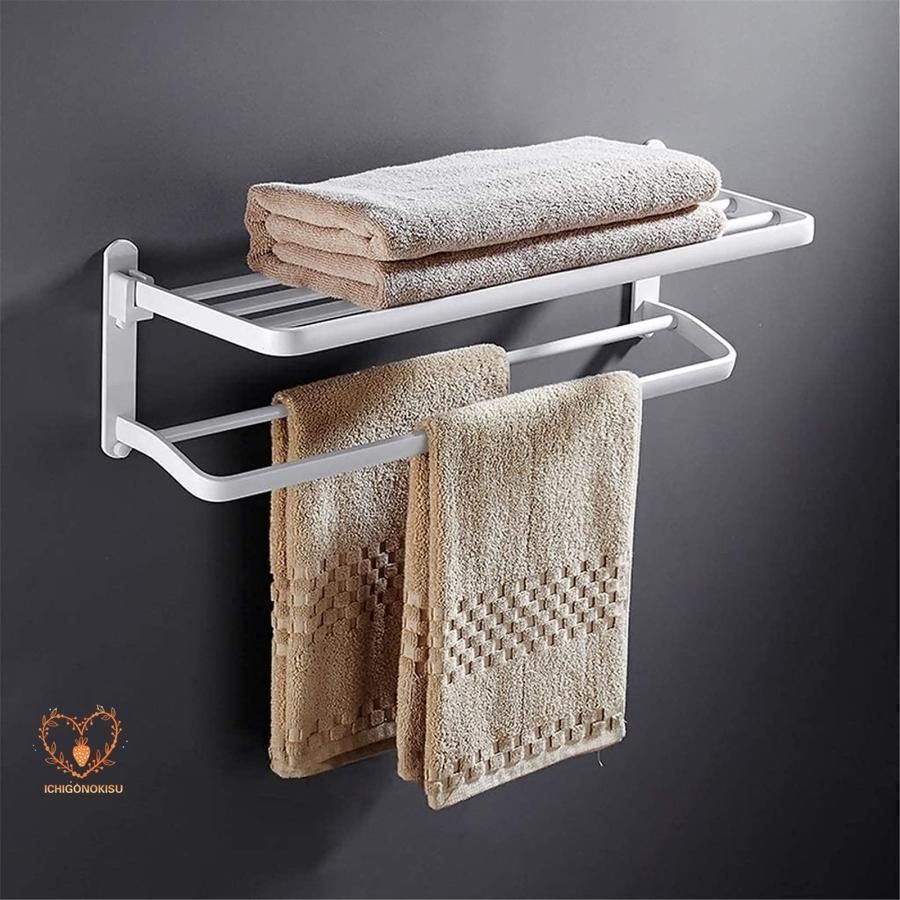 タオルラック、バスルームタオルラック壁掛けタオルホルダー、バスルームアクセサリータオルホルダー、タオル棚、タオルラック、ステンレスス バスルーム棚 タオルレールラック ブラッシュゴールド バスルームハードウェアセット、ペーパーホルダー タオルラック ローブフック、ス つや消しゴールド バスルームハードウェアセット 壁取り付けトイレットペーパーロールホルダー タオルラック ローブハンガー ...