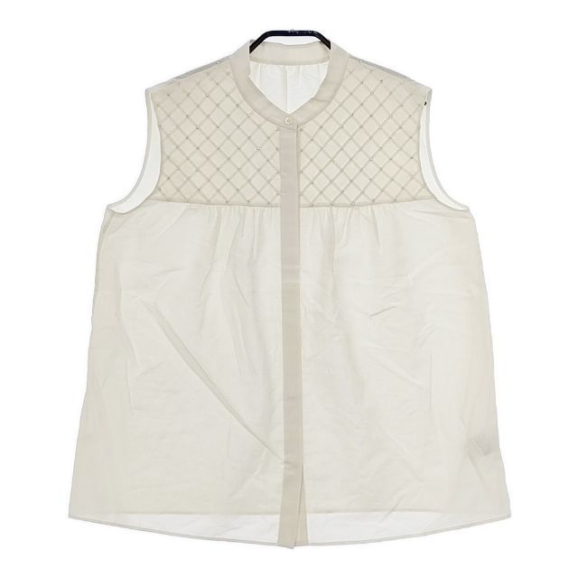 TOMORROWLAND collection シアーオーガンジー ビーズヨークブラウス 定価33000円 ブラウス シャツ 25SS アイボリー レディース トゥモローランド 5-0604S∞