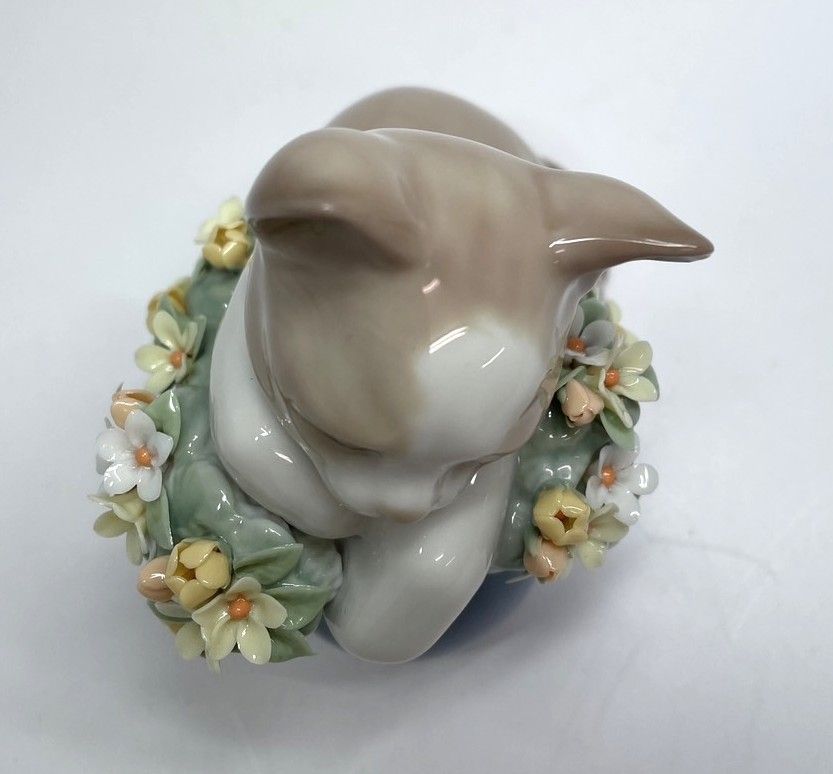 LLADRO リアドロ お昼寝の場所 フィギュリン 陶器 猫 花